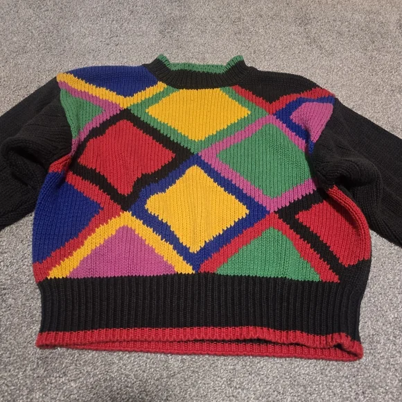 VTG Northeast Knitters Mock Neck Sweater Colorful Chunky Warm - Picture 2 of 10